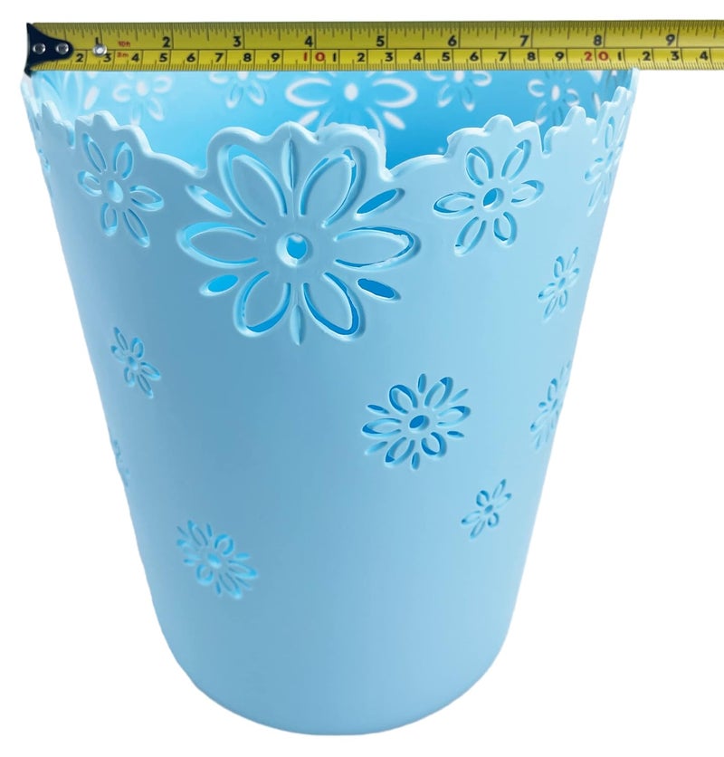 VIUJUH Wastebasket, Hollow Flower Shape Plastic Lidless Wastepaper Baskets Trash Can (Blue, Large) - Image 2